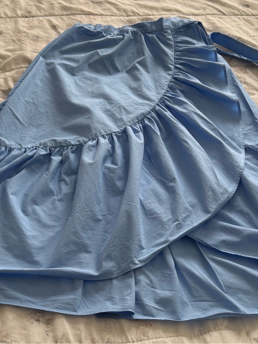 J. Crew periwinkle Blue Ruffle wrap Midi Skirt, size 000 feminine adjustable - Picture 16 of 16